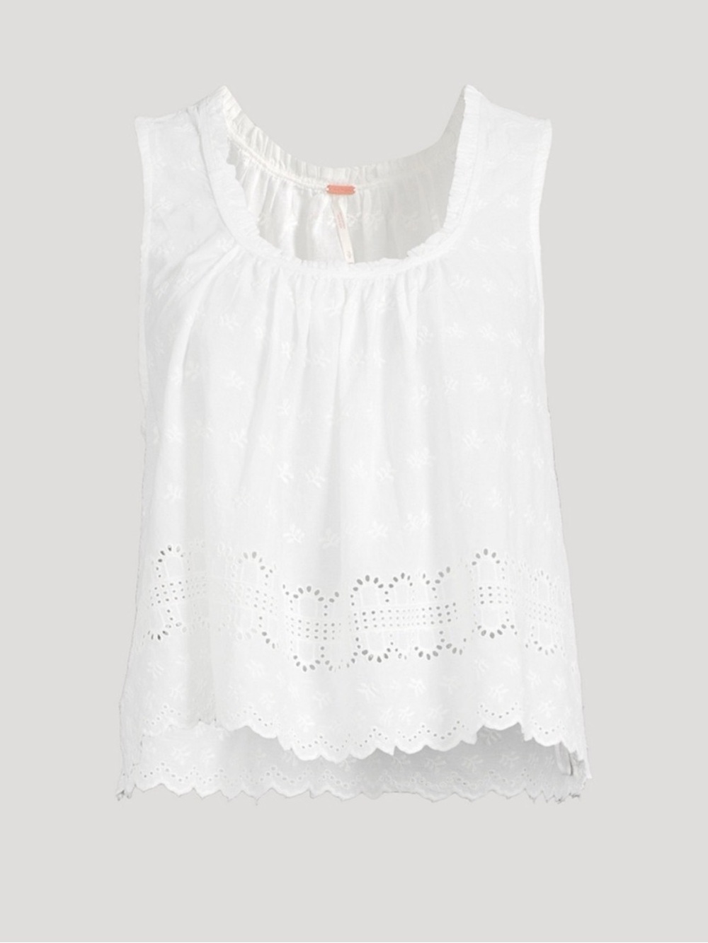 Free People White Eyelet Sleeveless Top